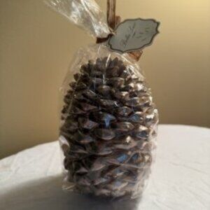 Decorative Pinecone with Ribbon Candle